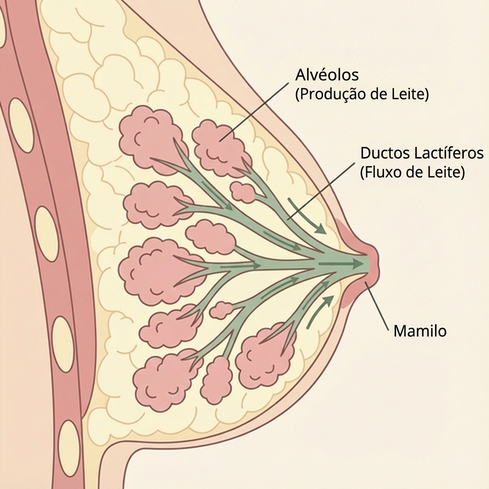 Illustration of breast milk production biology